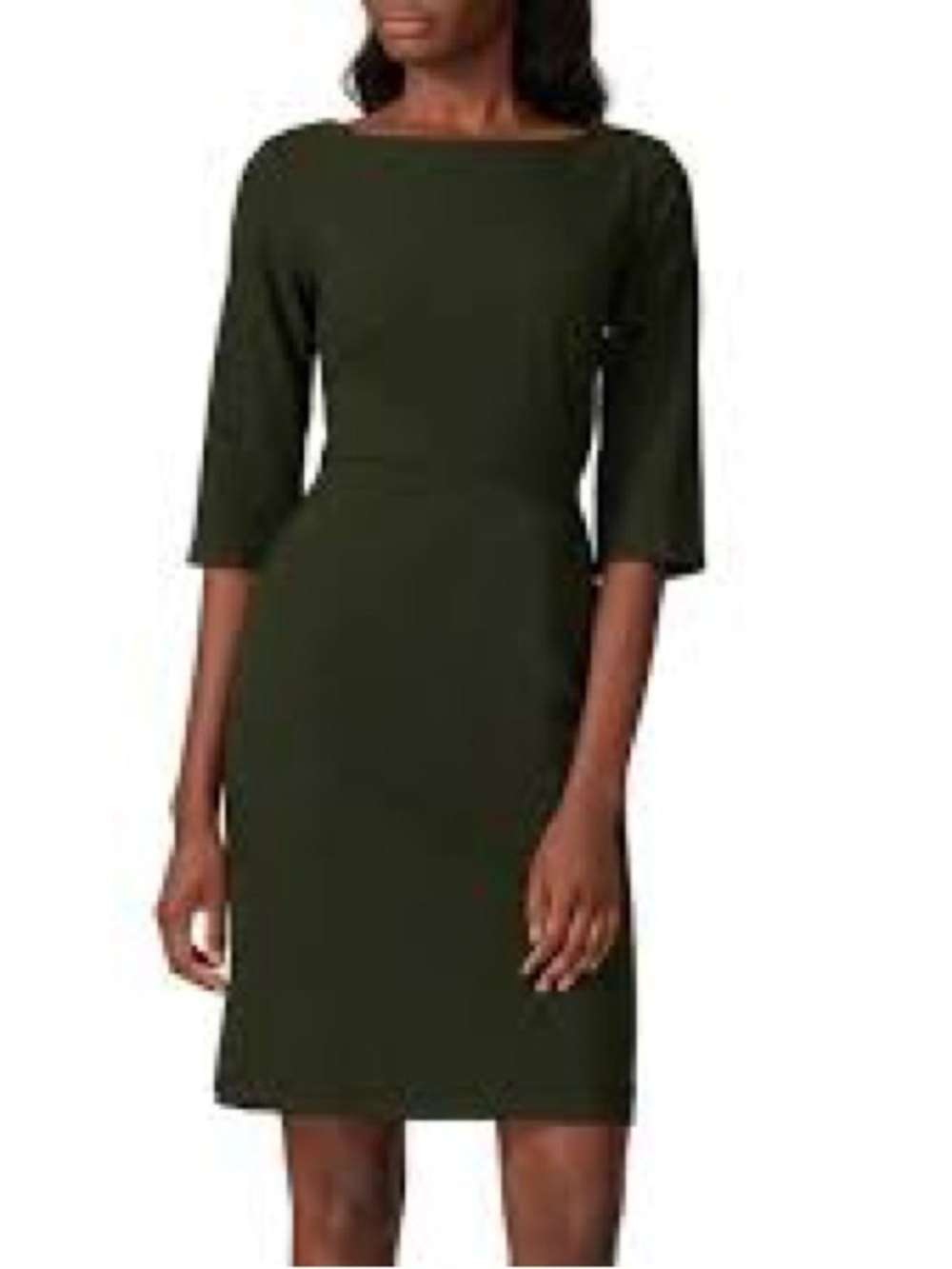 Of Mercer Madison Dress V2 Army Green 6 boat neck Sheeth Dress Business Office